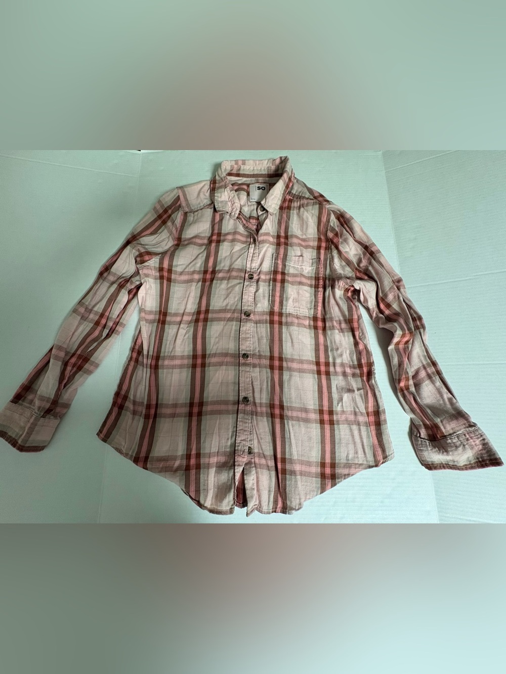 SO Women's Pink Plaid Button-Down Shirt